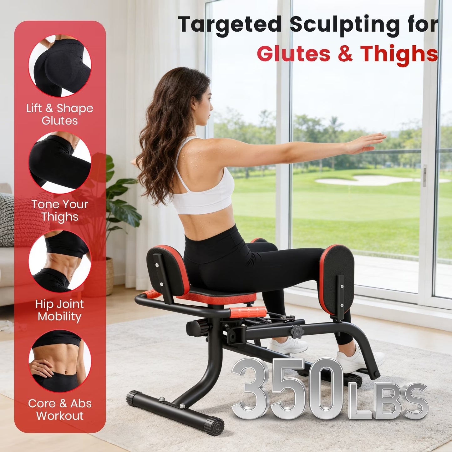 Hip Abductor Machine, Incline Hip Abduction Machine with Hip Thrust Function for Man & Women, Leg Abductor Machine, Booty Builder for Butt Workout