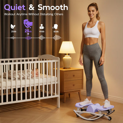RICAN Smart Lateral Rocking Fitness Stepper, Low-Impact Portable Exercise Stepper ,Rock Stepper Machine with Digital Monitor, Resistance Bands & Floor Mat, Purple