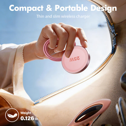 25W MagSafe Wireless Charger 2 Pack, Magnetic Fast Charging Pad for iPhone 17 16 15 14 13 12 Pro Max AirPods, iPhone charger, Pink