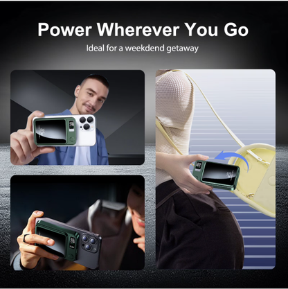 Wireless Power Bank, 5000mAh 22.5W Portable Charger with LED Power Display, 2 in 1 Magnetic Portable Power Bank Fast Charging, Suitable for Outdoor Travel Backup Small Phone Charger, Green