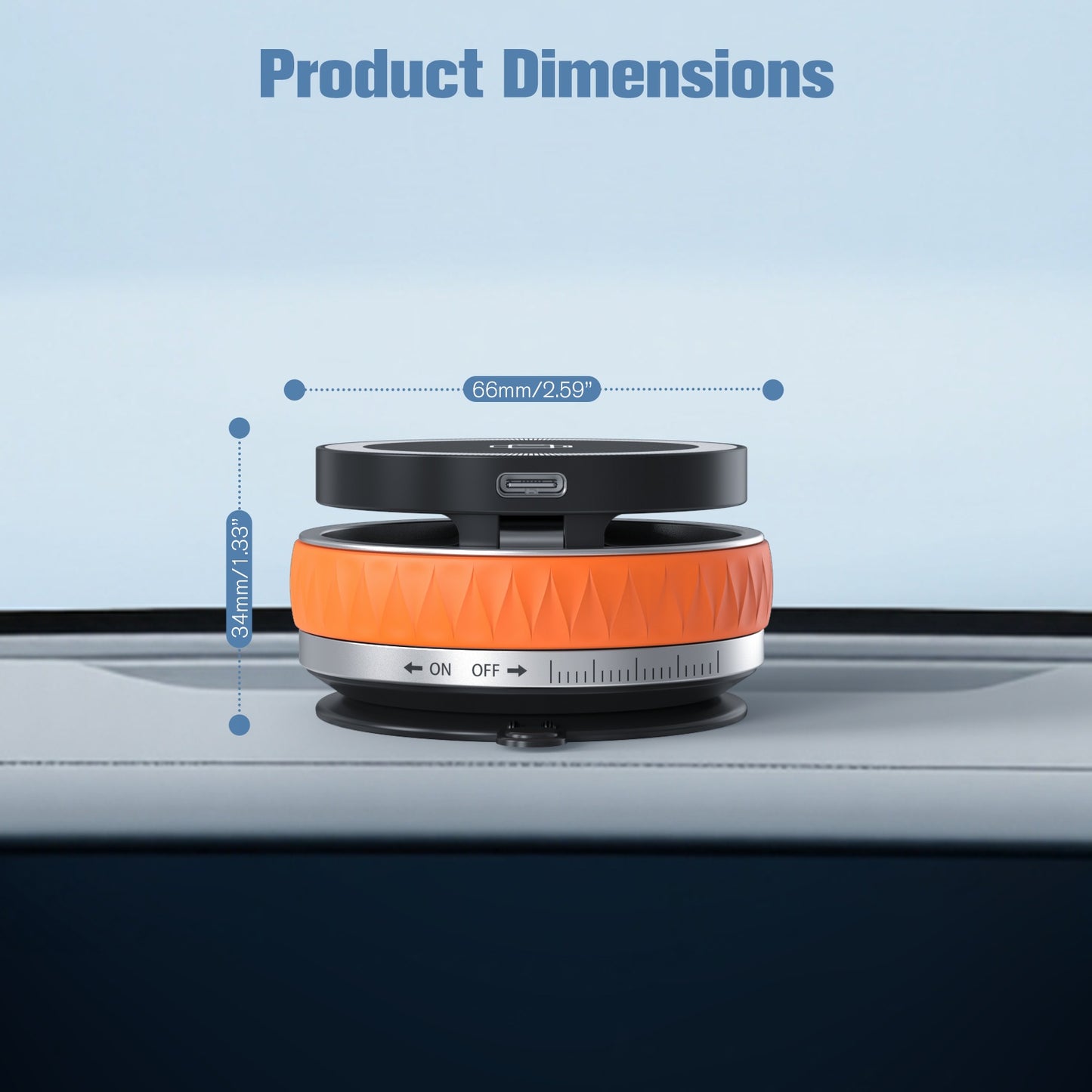 Wireless Car Charger, Ultra Magnetic Phone Holder for Car Dashboard, 15W Charging, Cell Phone Holder Charger, Car Accessories for iPhone 17 16 15 14 13 12 (Orange)