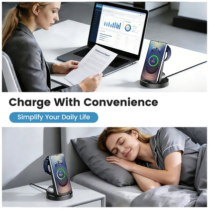 Wireless Charger for Samsung, 3 in 1 Charging Station, 15W Fast Charging Stand for Galaxy S26 Ultra S25 S24, Watch Charger for Watch 8 7 6 5 4, Charging Dock for Galaxy Buds 3 2 pro, Black