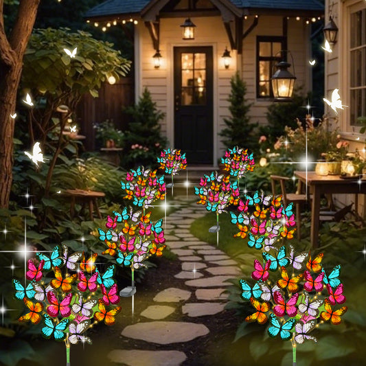 TopZoo Solar Garden Stake Lights, 8 PCS Decorative Solar Lights Outdoor with 43 LED 17 Butterfly Flower Garden Decor Waterproof, Outdoor Decor for Yard Patio Lawn Christmas