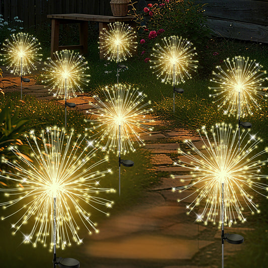 RICAN Solar Garden Lights, Outdoor Firework Lights Solar Powered, 8PCS DIY Yard Decorative Lights Waterproof, DIY Bendable Copper Wire for Outdoor Decor, Garden Decor, Outside Patio, Chiristmas Decor