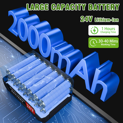 24V 650W Lawn Mover Electric Grass Trimmer Cordless W/2 Batteries, Battery Weed Eater, Electric Weed Wacker, Lawn Mower Cordless Pruning Cutter Weed Wacker Garden Trimming Tool