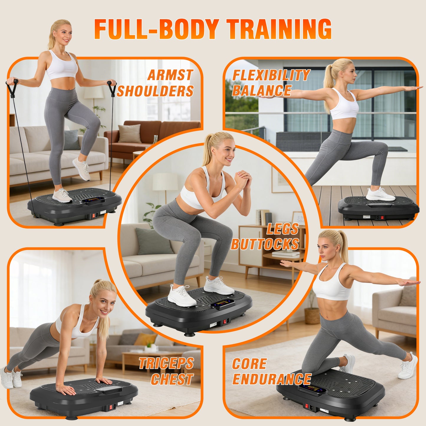 Vibration Plate Exercise Machine, 450 lbs Weight Capacity Vibrate Board with Remote & Resistance Bands for Effective Weight Loss, Muscle Toning, and Body Contouring