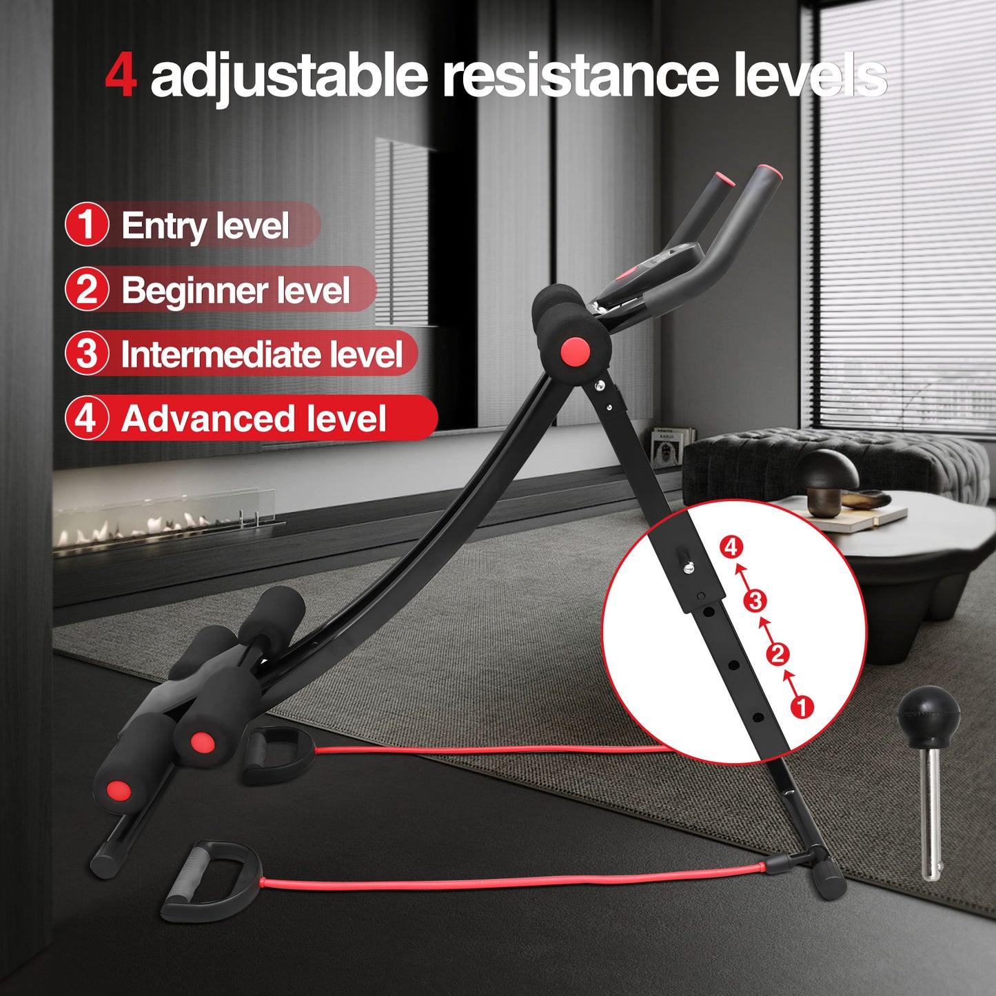 ALSO GO Ab Workout Equipment, Foldable Ab Machine Full Body Workout for Home Gym, Adjustable ab Trainer, Strength Training Exercise, Core & Abdominal Trainers, Max 440lbs with LCD Display