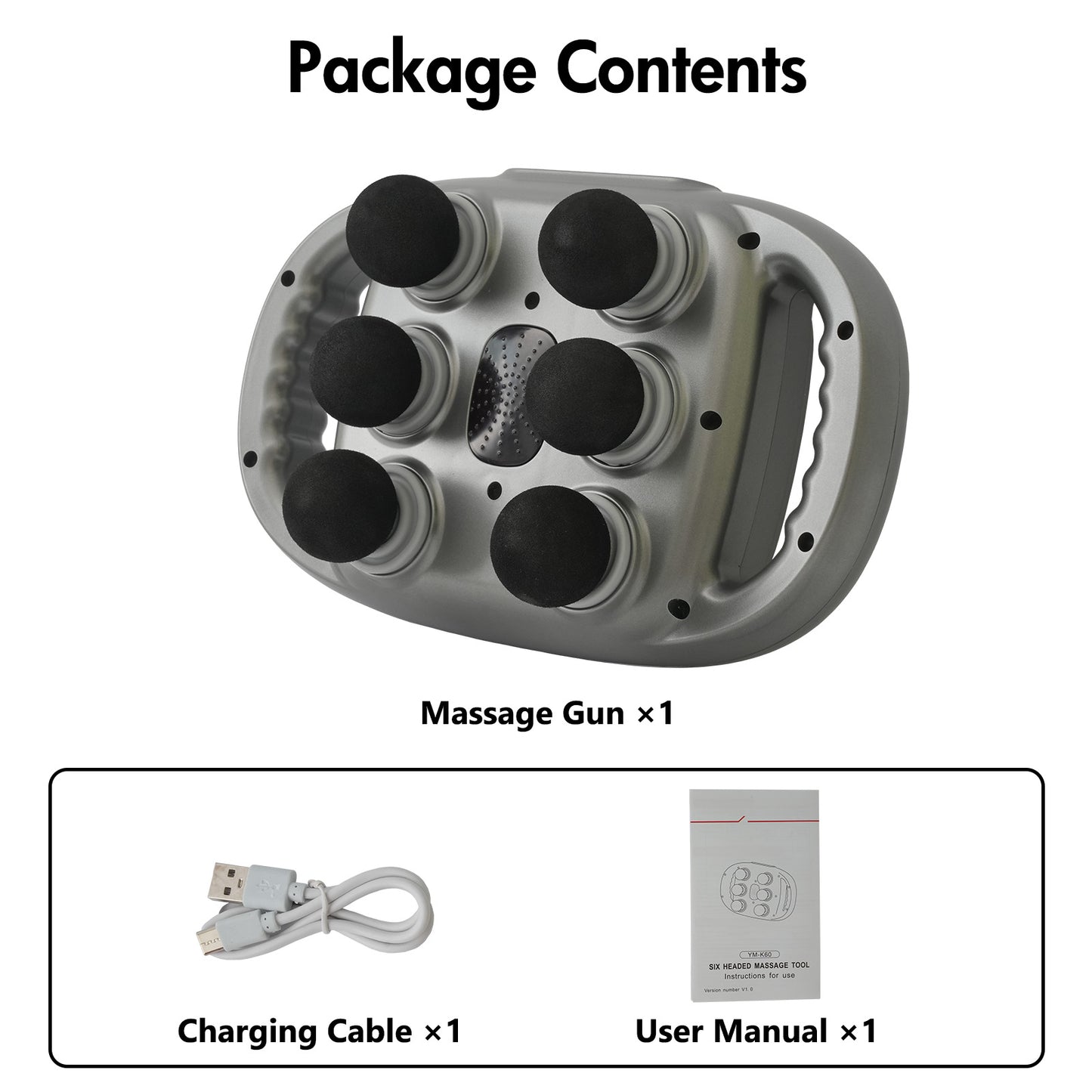 6 Head Massage Gun, Electric Massage Guns with 3 Sets Massage Heads & 9 Modes, Gun Tool for Legs, Arms, Waist, Back, Buttocks, Relax Full Body Muscle, Gifts for Friends, Parents