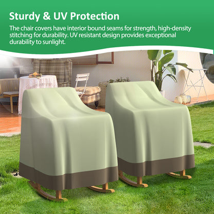 Baokaler Outdoor Furniture Covers, 600D Heavy Duty Waterproof Outdoor Chair Covers 2 Pack for Patio Garden, Beige&Mocha