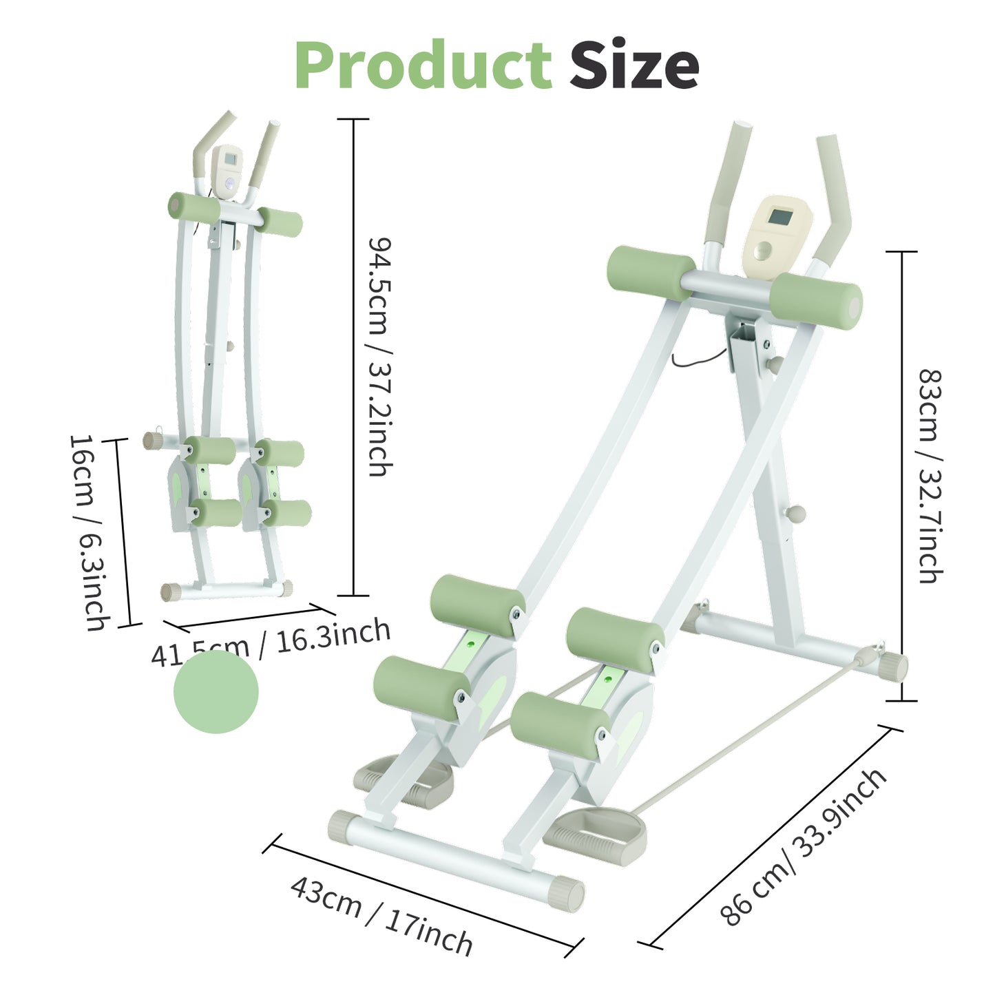 Dual-track Ab Workout Machine with 4 Adjustable Heights, Foldable Core & Abdominal Exercise Machine with 440lbs Weight Capacity, Ab Exercise Fitness Trainer