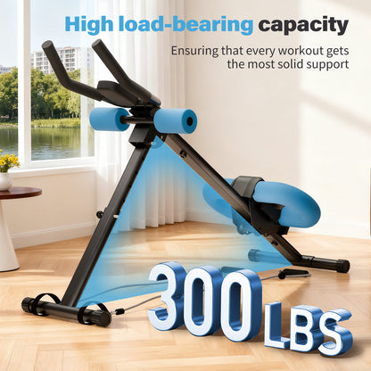Rican Ab Machine, Foldable Abdominal Exercise Machine, Ab Workout Equipment with LCD Monitor, Abdominal Exercise Workout with Resistance Bands, Blue
