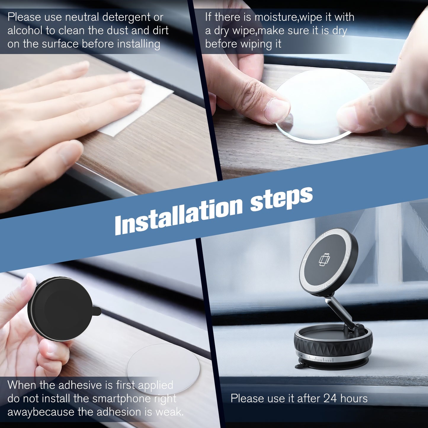 Wireless Car Charger, Ultra Magnetic Phone Holder for Car Dashboard, 15W Charging, Cell Phone Holder Charger, Car Accessories for iPhone 17 16 15 14 13 12 (Black)