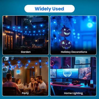 TopZoo Blue LED Light Bulbs 4PCS, Flickering Flame Light Bulbs Upgraded 4 Modes, E26 Base Light Bulbs with Upside Down Effect for Garden Decor, Halloween, Party, Patio, Indoor, Outdoor Decor