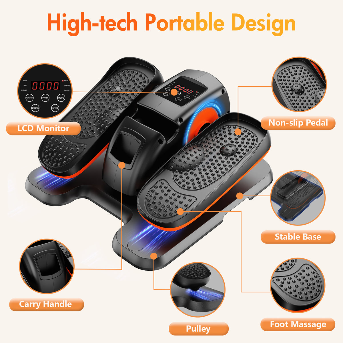 ALSO GO Under Desk Elliptical, Ellipse Leg Exerciser While Sitting, Elliptical Exercise Machine