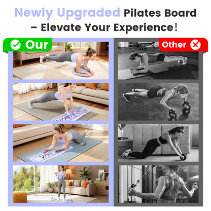 RICAN 7 in 1 Foldable Pilates board, Pilates Reformer Set with 330LBS, Portable Home Pilates for Women Workout, Fitness, Exercise, Abs, Purple