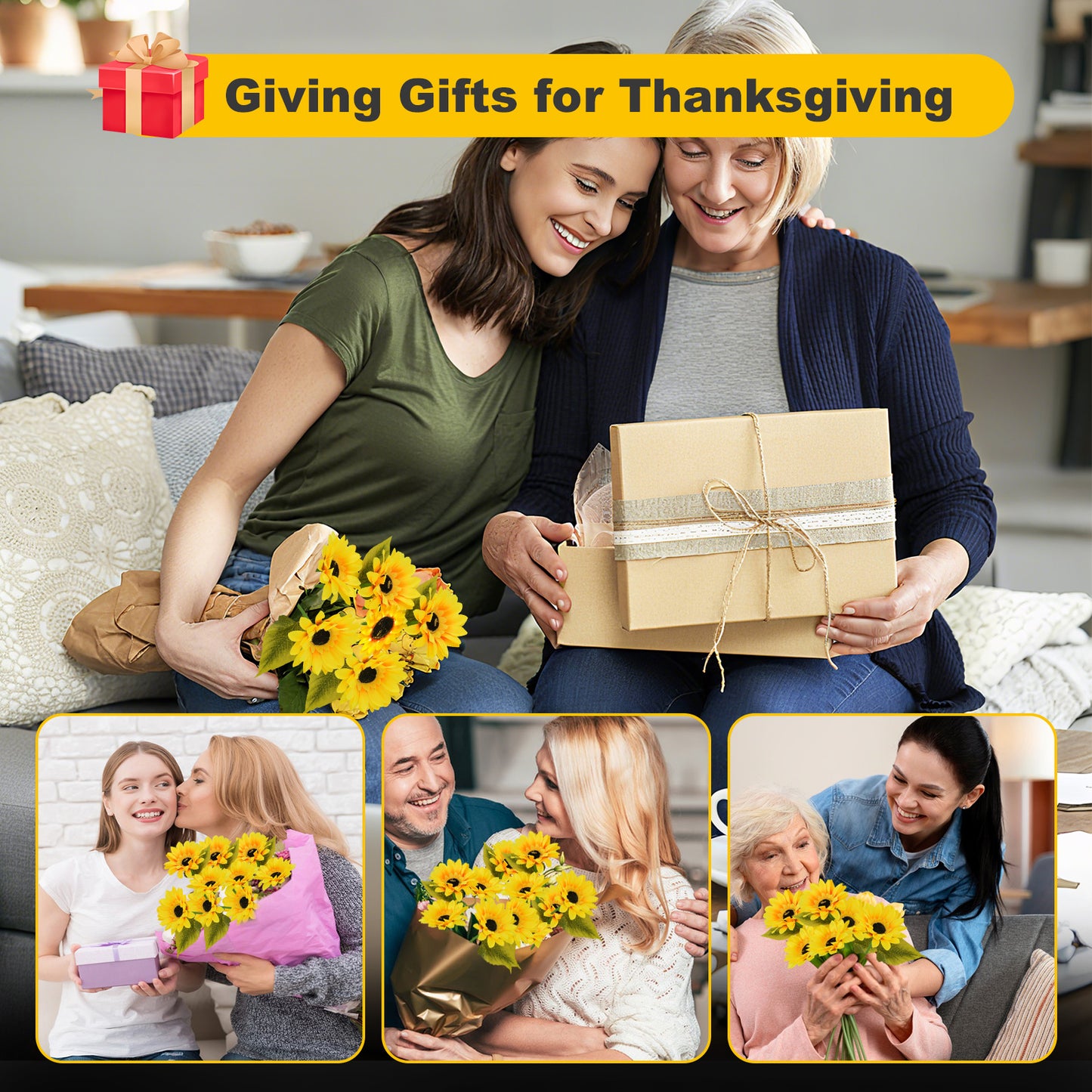 TopZoo Solar Lights Outdoor Garden Decor, 4PCS Solar Garden Stake Lights with 9 Sunflower Lights, Waterproof for Back Yard, Flower Bed, Pathway, Patio, Porch Decoration