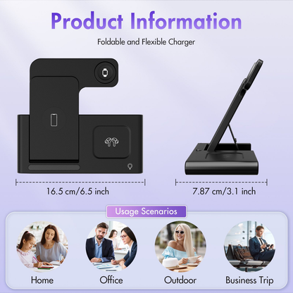 Charging Station,Wireless Charger,Magnetic Fast Charging Stand Compatible with iPhone 17 16 15 14 13 12 11 Pro Max Plus XS XR X 8, for iWatch 9 8 7 6 5 4 3 2 SE,for AirPods 3 2 Pro