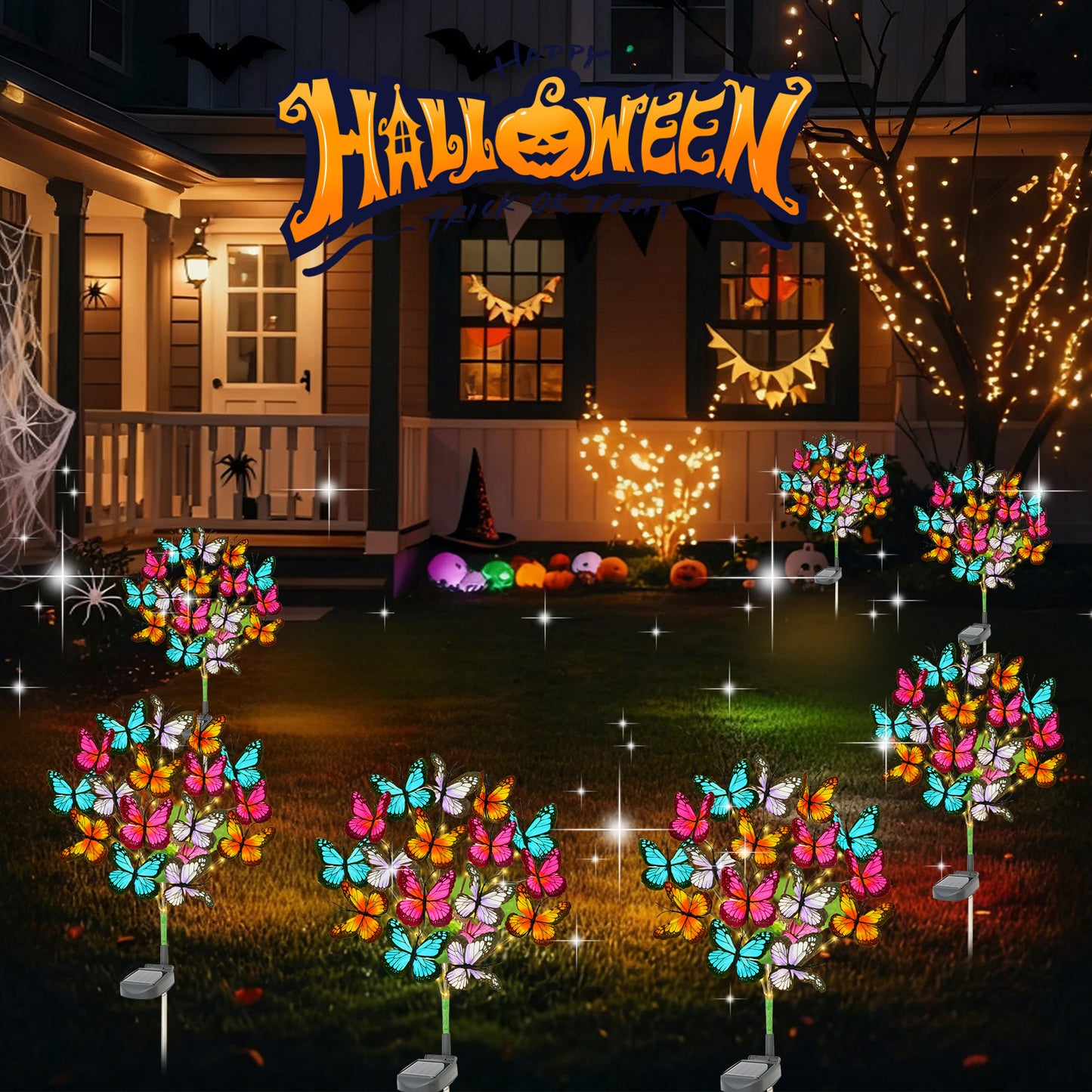 TopZoo Solar Garden Stake Lights, 8 PCS Decorative Solar Lights Outdoor with 43 LED 17 Butterfly Flower Garden Decor Waterproof, Outdoor Decor for Yard Patio Lawn Christmas