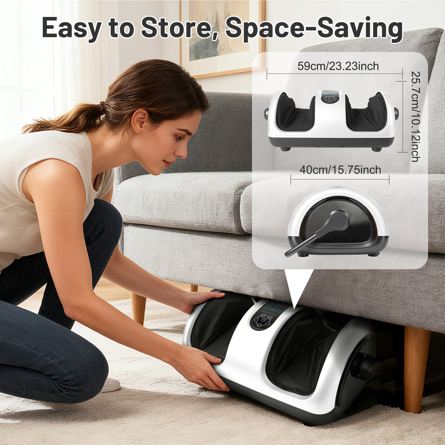 BAOKALER Shiatsu Foot Massager with Heat for Plantar Fasciitis, Pain Relief&Heat Therapy, Deep Kneading to Massage Leg/Calf/Ankle,Suitable for Family and Friends, White