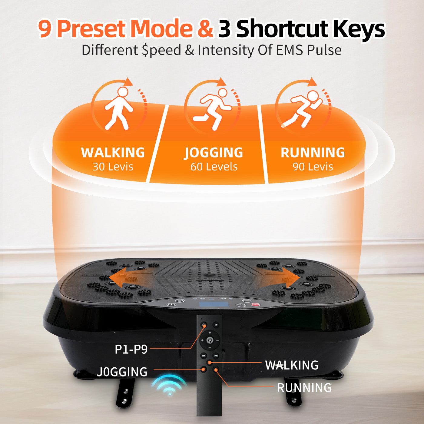 RICAN Vibration Plate Exercise Machine, Full Body Workout Platform with Loop Bands & Remote Control for Home Fitness, Weight Loss & Muscle Toning, Vibrating Stand Shake Board, Black