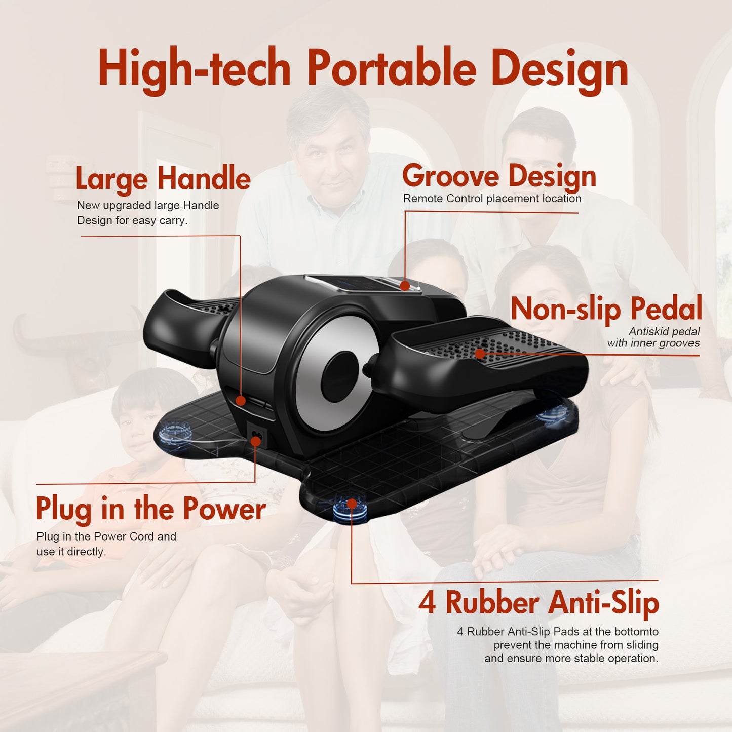 RICAN Under Desk Elliptical Machine, Elipsefit Leg Exerciser While Sitting for Seniors Adults