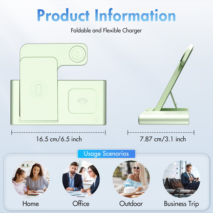Wireless Charger,3in1 Charging Station Compatible for iPhone,Wireless Charger Stand Compatible for Apple Watch,iPhone 17 16 15 14 13 12 11 Pro Max Mini Plus SE X XS 8 Plus& AirPods,Green