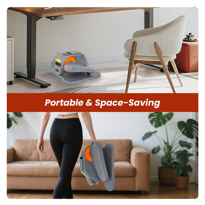 Under Desk Elliptical, Leg Exerciser for Seniors Fuly Assembled, Quiet & Portable Electric Seated Pedal Exerciser Adjustable Speeds, Gray