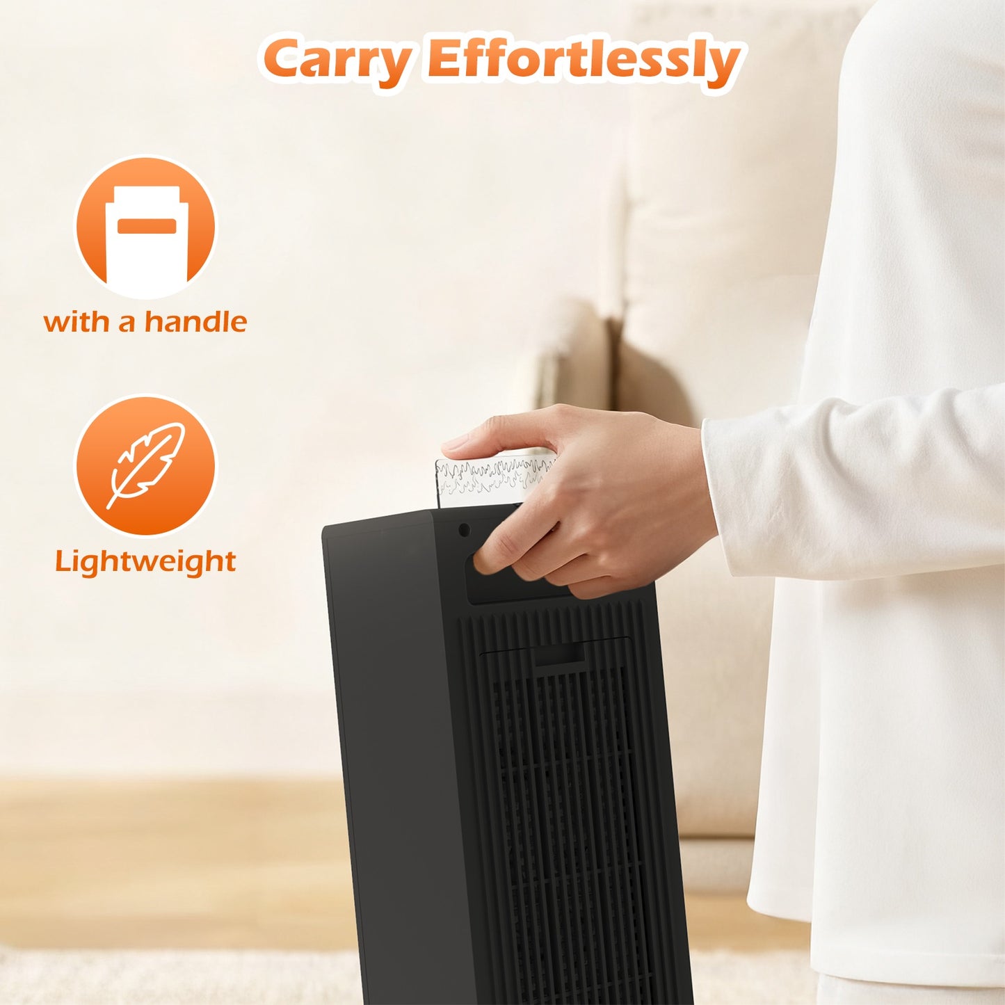 1500W Portable Space Heater for Inside with Humidifier, 3 Heating Modes Ceramic Heating Tabletop Electric Heater for Indoor Use with 180° Oscillation and 12-Hour Timer for Bedroom Office Home