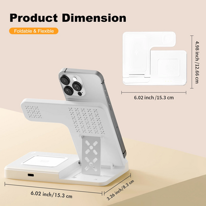 3 in 1 Wireless Charger for iPhone 16 15 14 13 12 11 8 Pro Max X XR XS,,Magnetic Charging Station for Samsung Galaxy for AirPods 3 2 Pro Apple Watch Fast Charger (White)