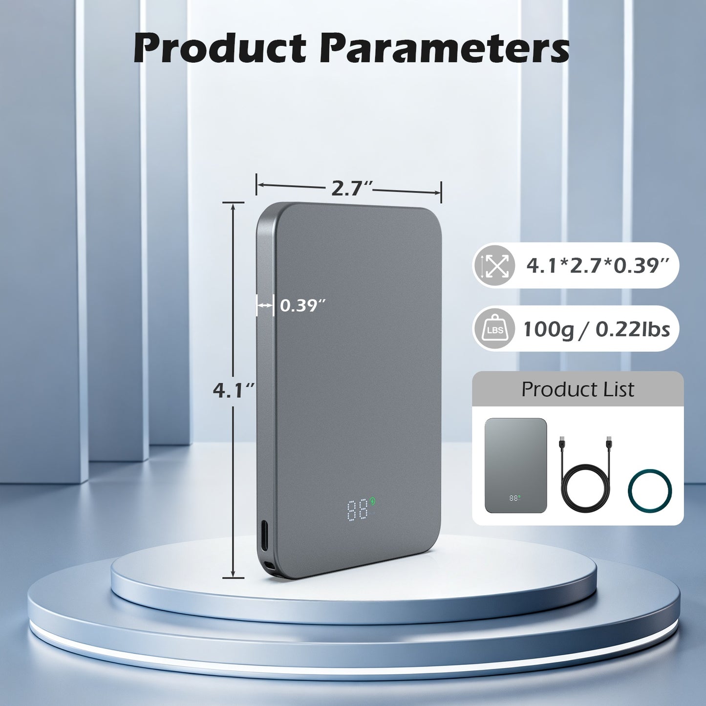 Portable Charger, 5000mAh Power Bank for iPhone, 20W PD Fast Charging, Ultral Slim Wireless Battery Pack Compatible with 17 16 15 14 13 12, Perfect Gift for Family, Black