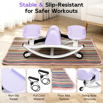 RICAN Smart Lateral Rocking Fitness Stepper, Low-Impact Portable Exercise Stepper ,Rock Stepper Machine with Digital Monitor, Resistance Bands & Floor Mat, Purple