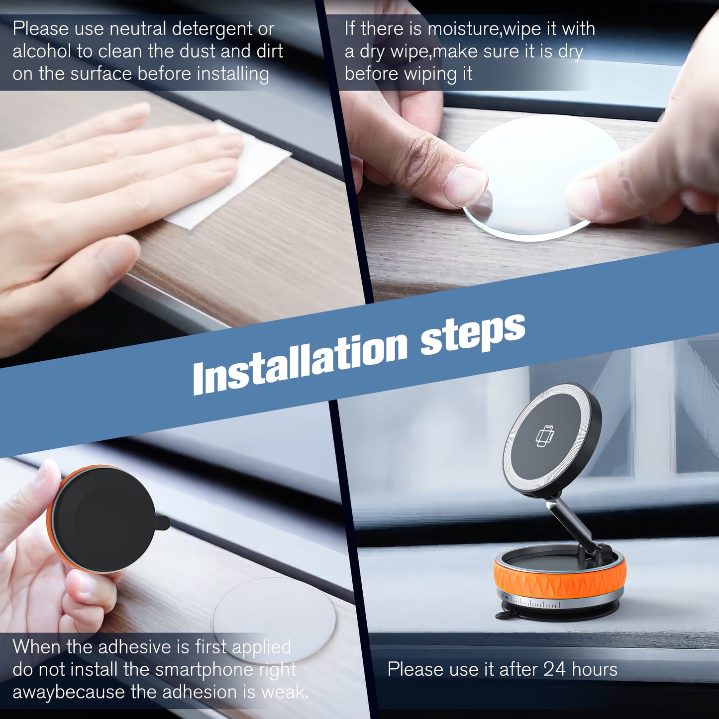 Wireless Car Charger, Ultra Magnetic Phone Holder for Car Dashboard, 15W Charging, Cell Phone Holder Charger, Car Accessories for iPhone 17 16 15 14 13 12 (Orange)