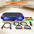 RICAN Vibration Plate Exercise Machine, Full Body Vibration Platform with 2 Loops & 5 Resistance Bands for Wellness and Fitness, Blue