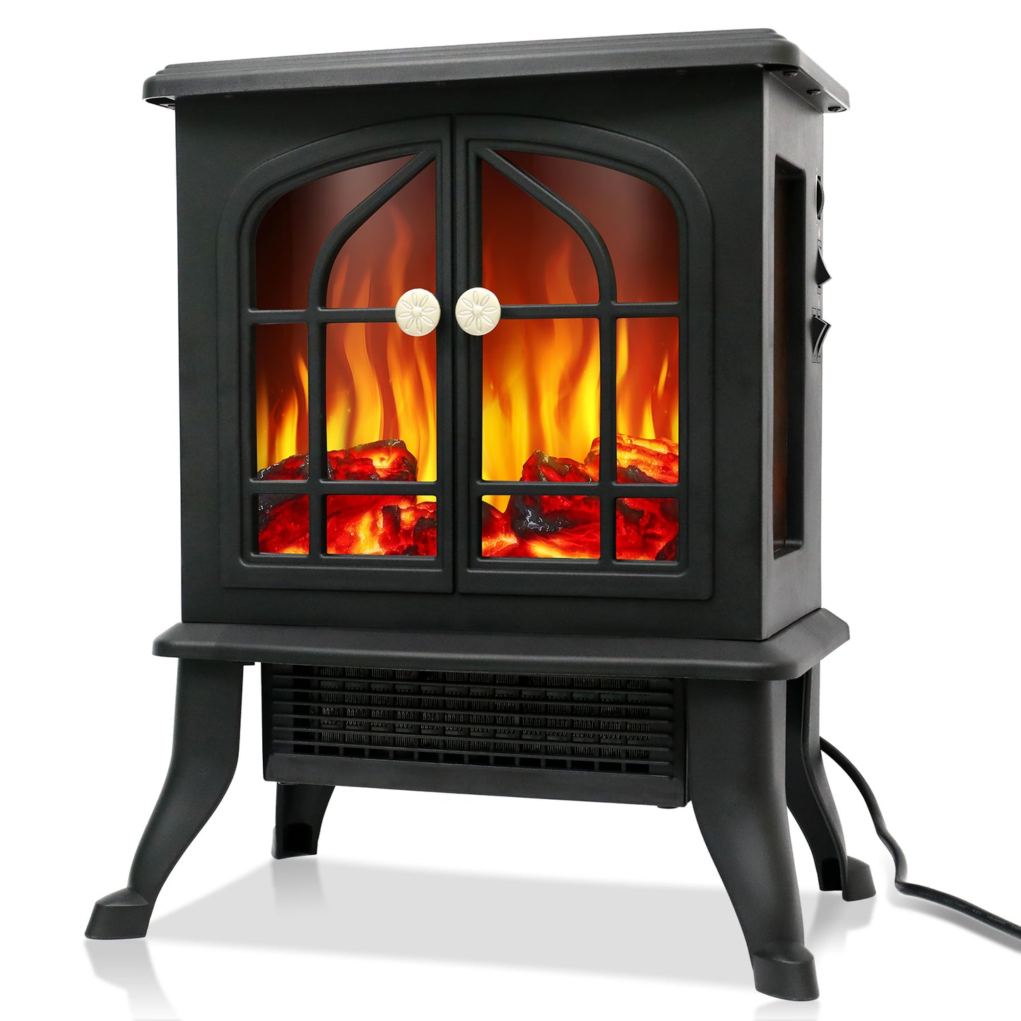 1,000 sq ft Infrared Quartz Electric Fireplace, 1500W Electric Fireplace Heater with Realistic 3D Flame Effect, Electric Heater with Overheat Protection for Home Bedroom Office