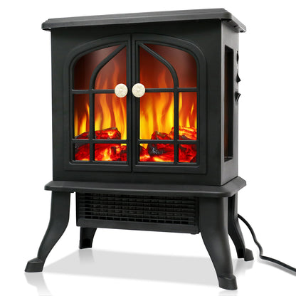 1,000 sq ft Infrared Quartz Electric Fireplace, 1500W Electric Fireplace Heater with Realistic 3D Flame Effect, Electric Heater with Overheat Protection for Home Bedroom Office