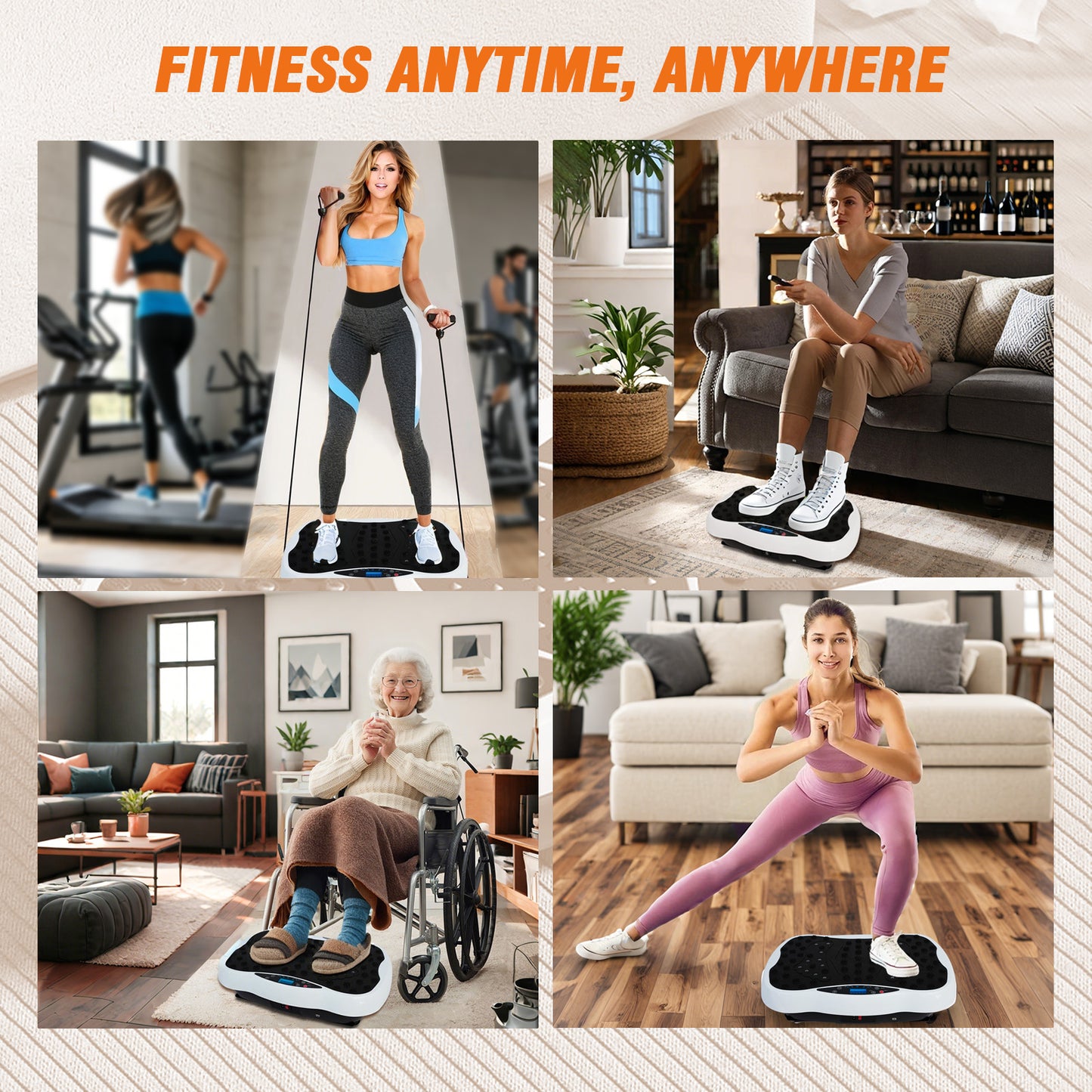 RICAN Vibration Plate Exercise Machine 330lb, Vibration Board for Lymphatic Drainage, Full Body Workout Vibrating Fitness Platform, Waver Stand for Weight Loss, White