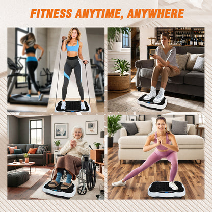RICAN Vibration Plate Exercise Machine 330lb, Vibration Board for Lymphatic Drainage, Full Body Workout Vibrating Fitness Platform, Waver Stand for Weight Loss, White