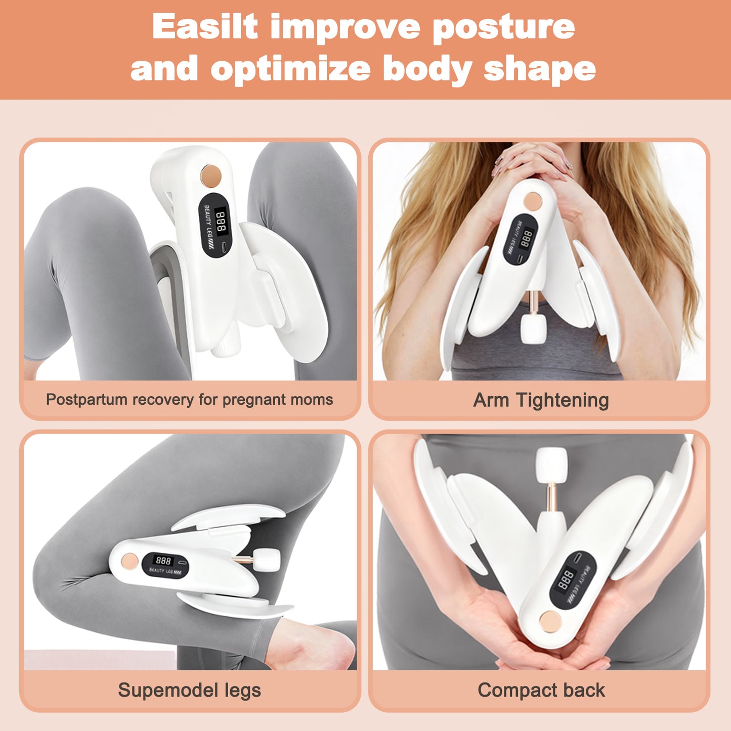 RICAN Thigh Master, Thigh Exerciser with LED, Inner Thigh Exercise Equipment, Leg and Inner Thigh Strength Exercise Equipment Hip Shaper Trainer Machine