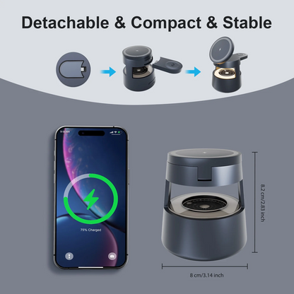 Magnetic Wireless Charger, 4 in 1 Fast Charging Station Compatible with iPhone 16 15 14 13 12 11 8 X XR SE, 3 Light Adjustable Desk Charging Station for Watch, AirPod