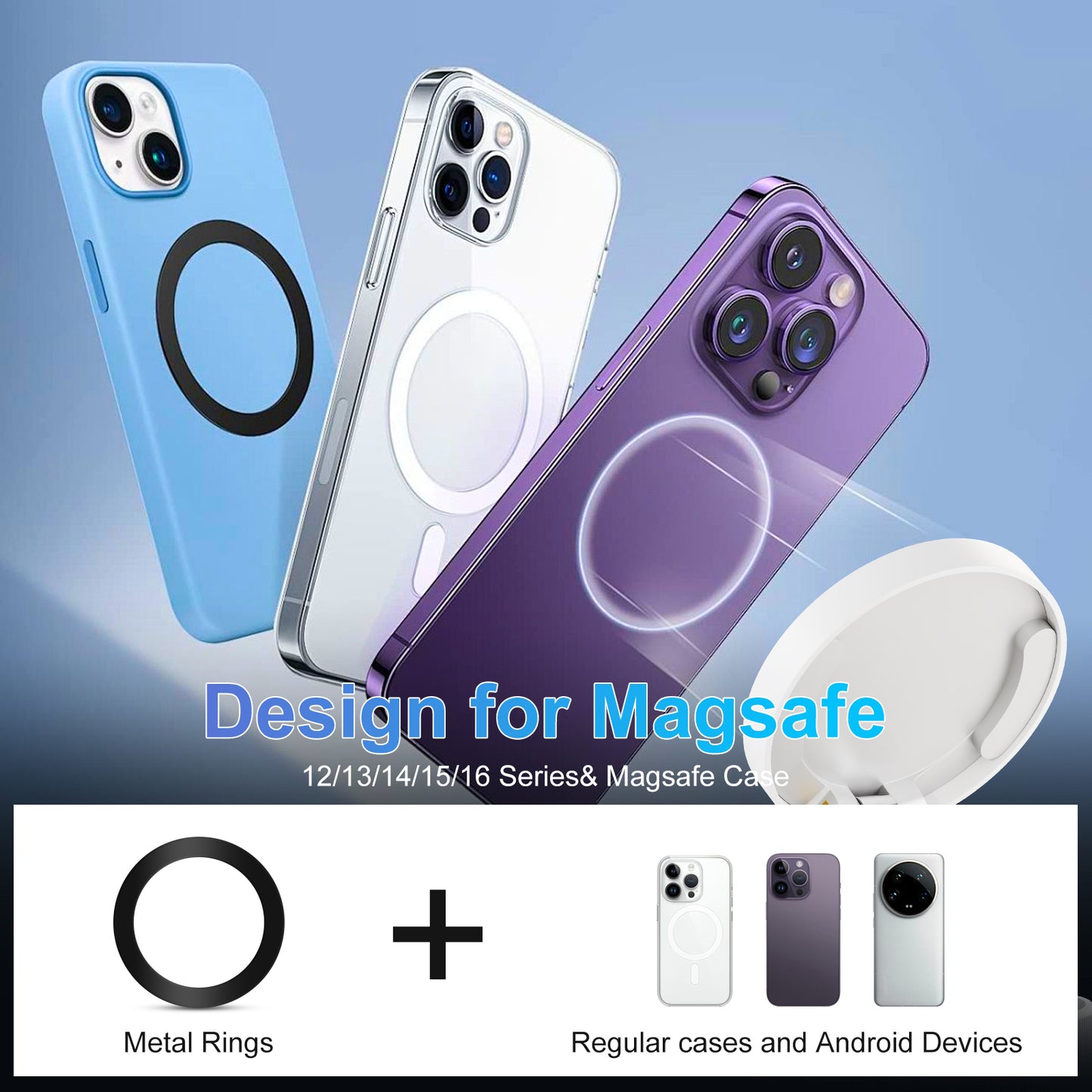 Phone Holders for Your Car Magnetic, 361 Degree Rotation, Air Vent Magnetic Phone Mount, Upgraded Strongest Magnet Power, Compatible with iPhone, Samsung, Google Pixel, Motorola Moto, White