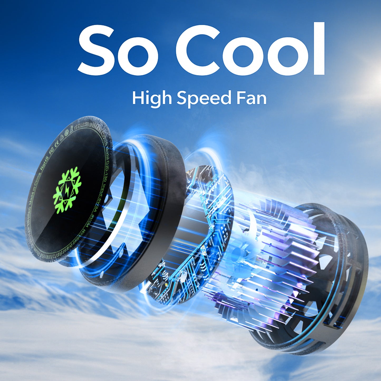 Wireless Charger, Wireless Cooling Charger for iPhone 17 16 15 14 13 12, for AirPods 4 3 2, 10W Wireless Charging Pad with Built-in Fan, Phone Cooler for Gaming, Black