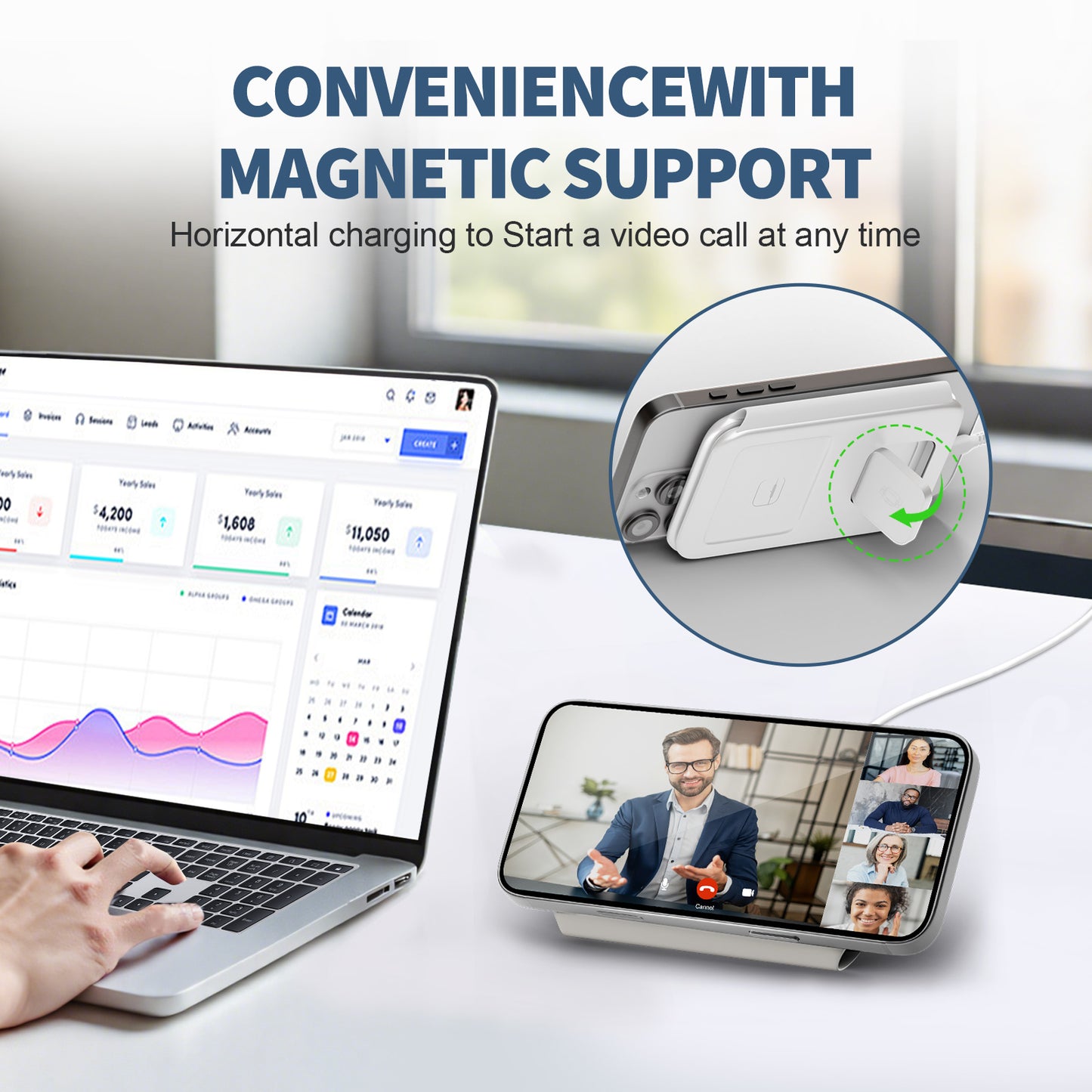 Wireless Charger for iPhone, 3 in 1 Magnetic Charging Station for Apple Devices for iPhone 16 15 14 13 12 Pro Max Plus - Foldable Charging Pad for Apple Watch Series Airpods 4 3 2 Pro, White