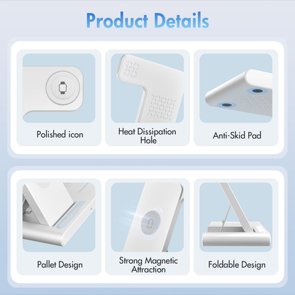 Wireless Charger,Portable Charger Phone Charging Station Compatible with iPhone 17 16 15 14 13 12 11 Pro Max Plus XS XR X 8,for Apple Watch 9 8 7 6 5 4 3 2 SE,for AirPods 3 2 Pro,White