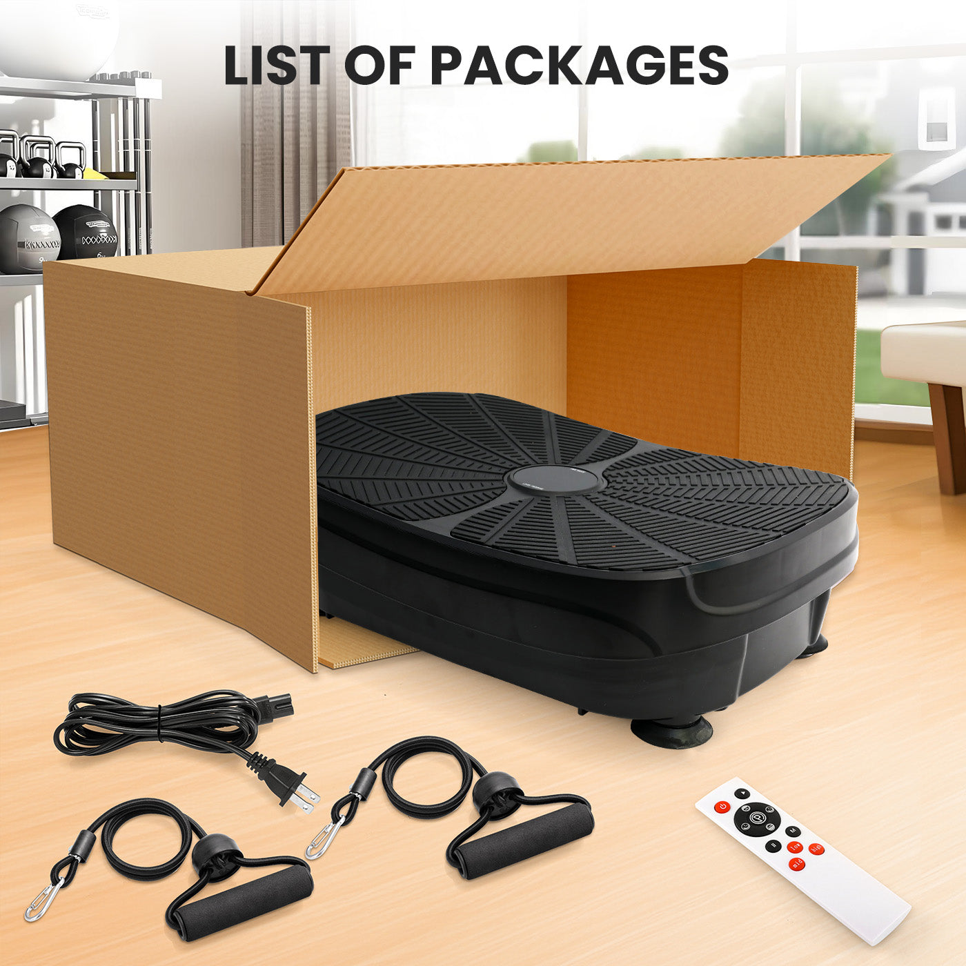 Vibration Plate Exercise Machine, Lymphatic Drainage Machine, Whole Body Workout Resistance Bands, Remote Control for Home Weight Loss and Training