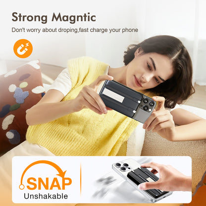 Portable Power bank, Magnatic Battery Pack, 10000mAh Magnetic Power Bank with Type-C Cable 20W Fast Charging Lighting Input Wireless Portable Charger for iPhone 16 15 14 13 12 All Series, Black