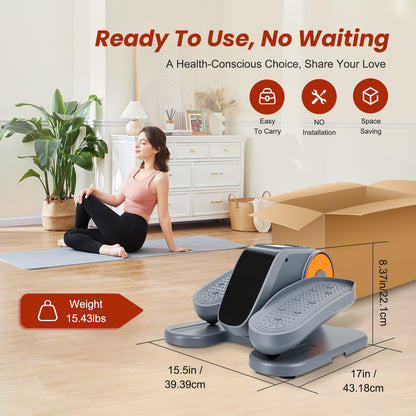 Under Desk Elliptical, Leg Exerciser for Seniors Fuly Assembled, Quiet & Portable Electric Seated Pedal Exerciser Adjustable Speeds, Gray