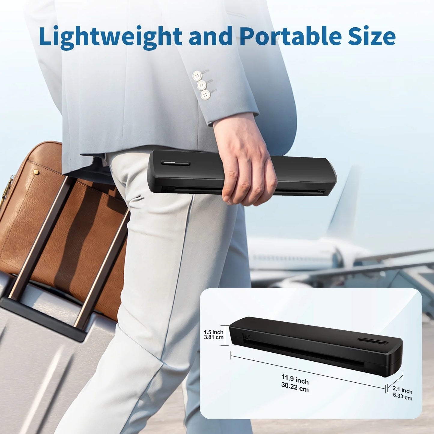 Thermal Printer, A4 Wireless Printer, Bluetooth Printer Compatible with IOS and Android, for Phone and Laptop, Monochrome for Travel, Mobile Office, School, Home, Portable Printer all in one