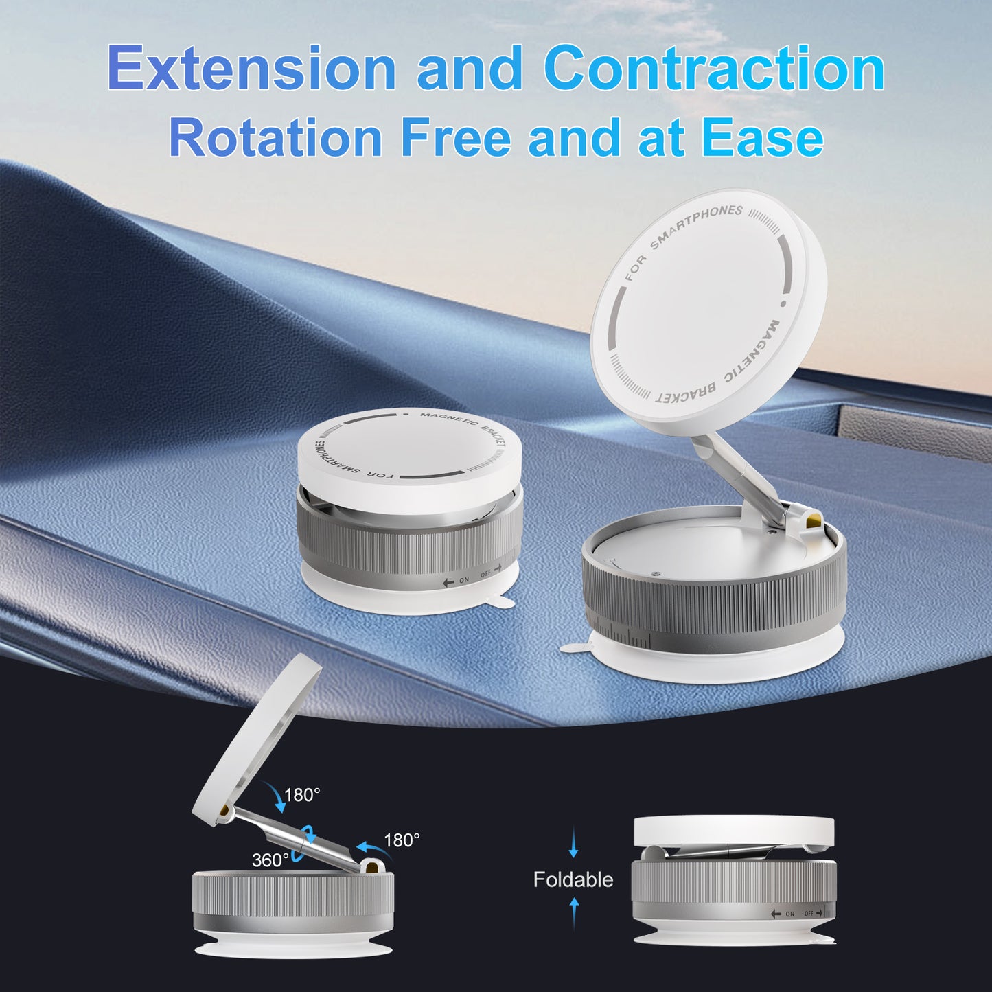 Phone Holders for Your Car Magnetic, 361 Degree Rotation, Air Vent Magnetic Phone Mount, Upgraded Strongest Magnet Power, Compatible with iPhone, Samsung, Google Pixel, Motorola Moto, White