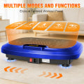 RICAN Vibration Plate Exercise Machine, Full Body Vibration Platform with 2 Loops & 5 Resistance Bands for Wellness and Fitness, Blue