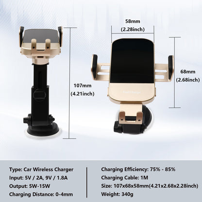 Wireless Car Charger,15W Fast Charging Auto-Clamping Car Charger Phone Mount Air Vent Cell Phone Holder for iPhone 17/16/15/14/13/Pro/12 pro/12/11,Samsung Galaxy S23/S22/S21/S20,etc